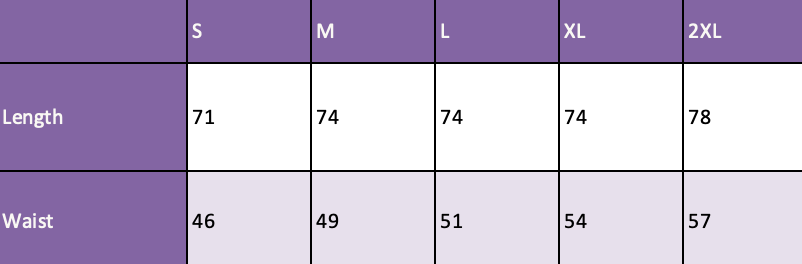 Men Long Sleeve size chart